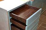 American black walnut dovetail drawers with painted fronts fitted